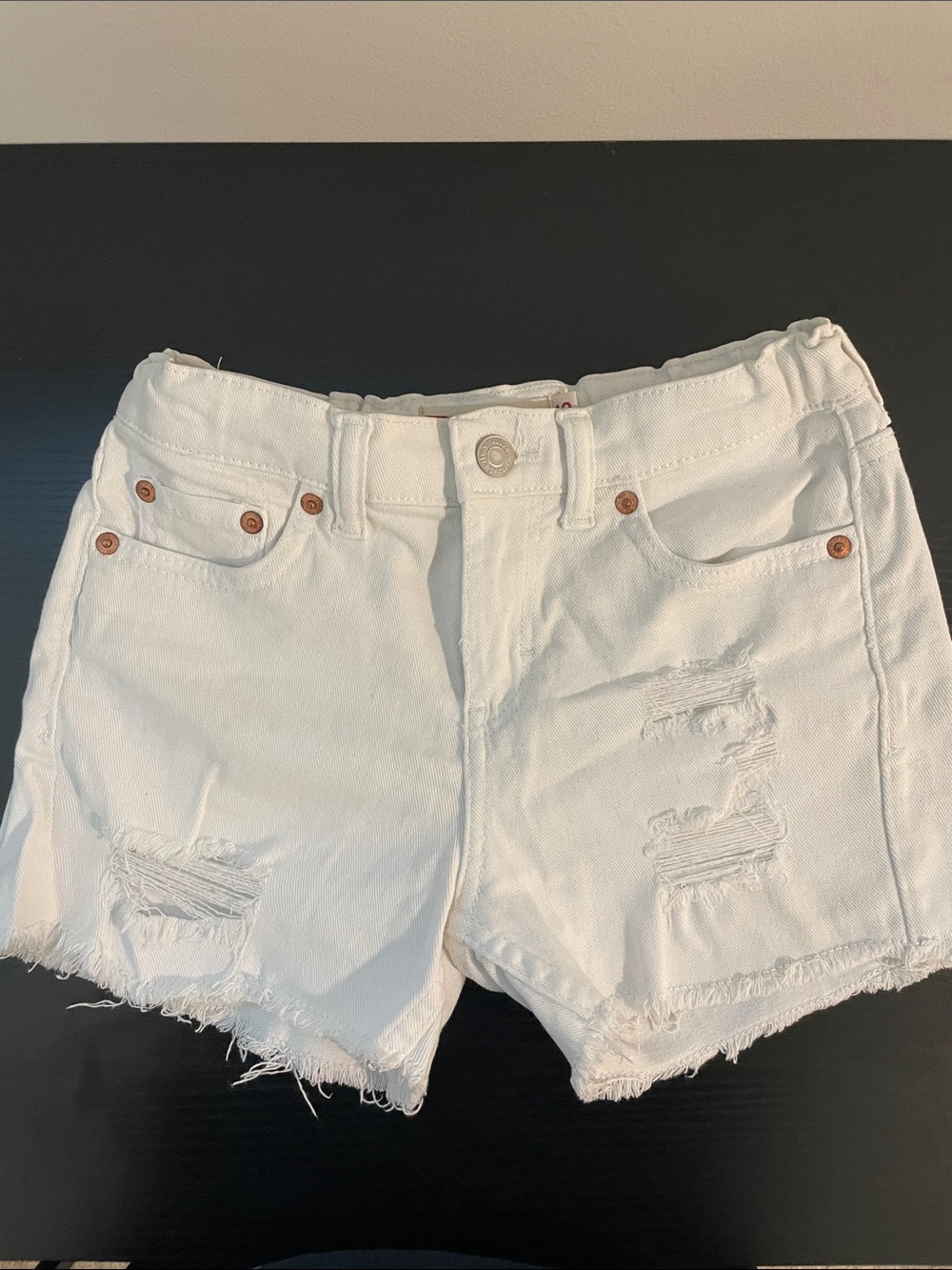 Levi's White Distressed Denim Shorts
